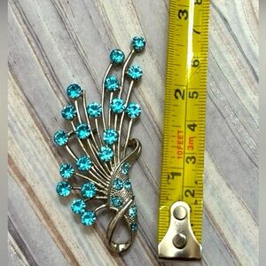 Vintage  Rhinestones Turquoise Brooch Pin